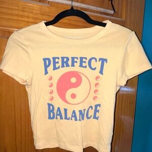 American Eagle Outfitters Orange Crop Top with Blue and Pink Design